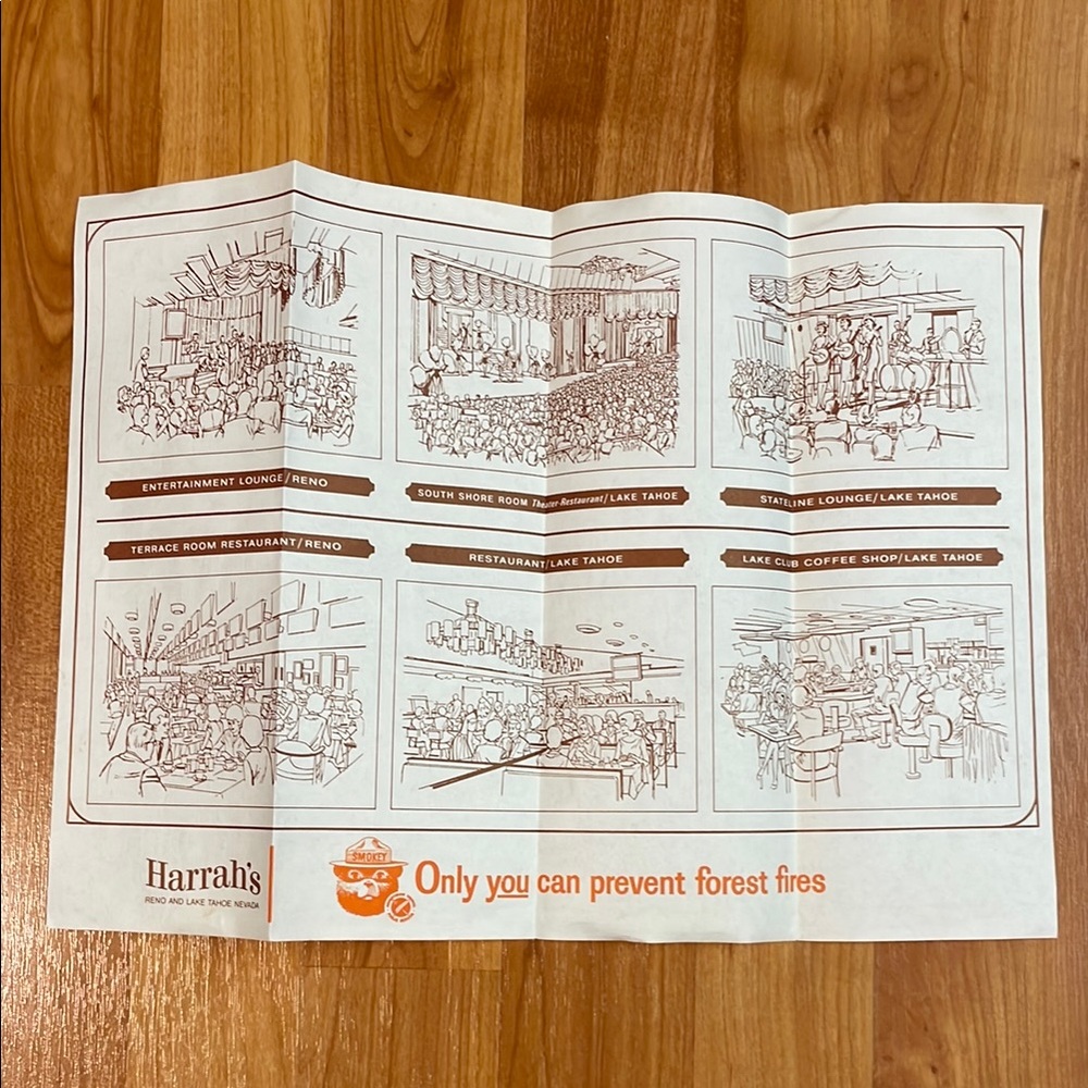 Vintage Paper Harrah's Illustrated Placemat Only you can prevent forest Fires